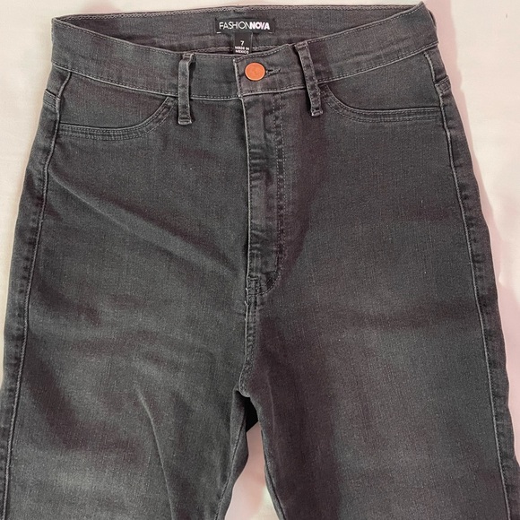 Blackish Grey High Waisted Skinny Jeans - Picture 3 of 8